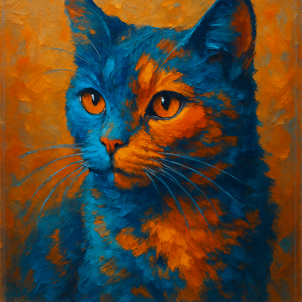 kolorowe koty w pozycji